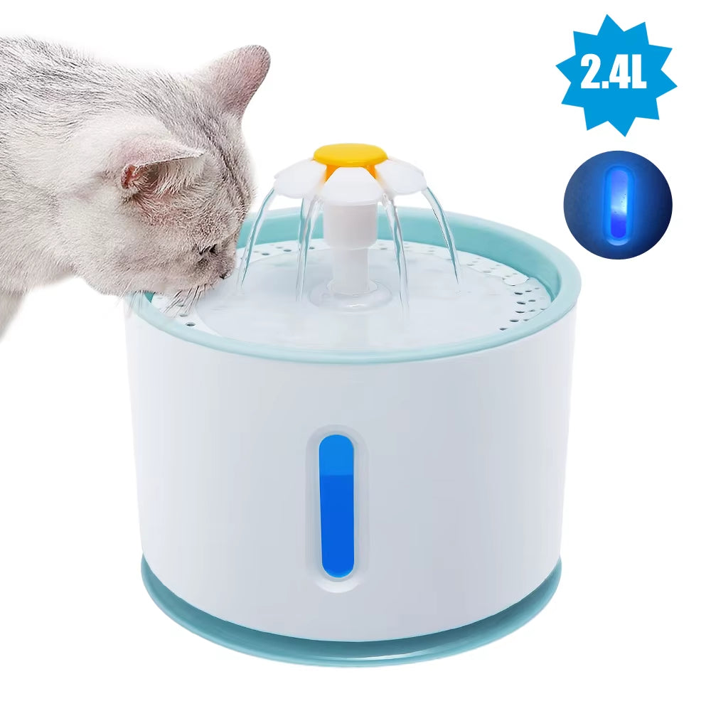 Smart Pet Water Fountain  Feeder Bowl with LED Light – USB Automatic Drinking Feeder for Cats & Dogs