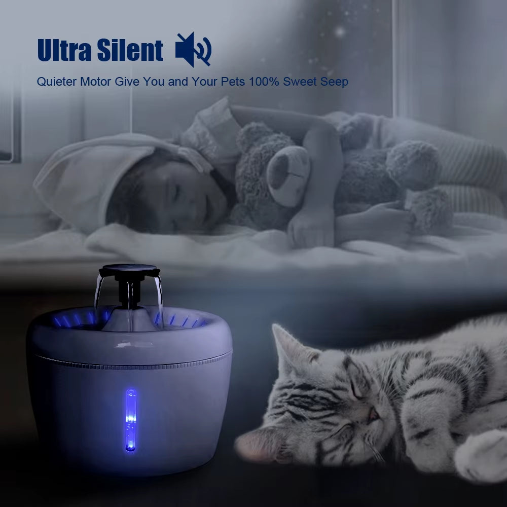 Smart Pet Water Fountain  Feeder Bowl with LED Light – USB Automatic Drinking Feeder for Cats & Dogs